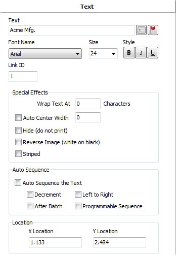 Text field property editor