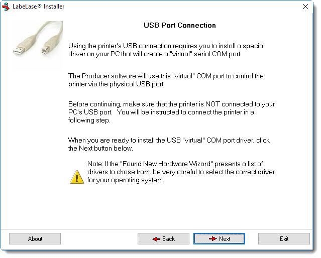 LabeLase USB Port